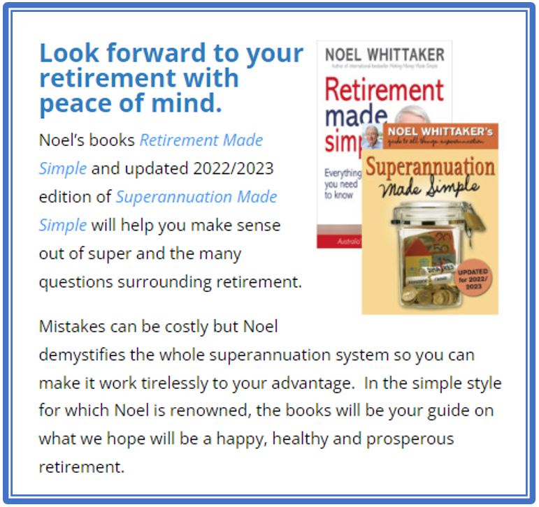 Noel Whittaker books on Superannuation and Retirement